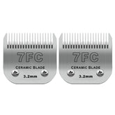2 Pack Detachable Pet Dog Grooming Clipper Ceramic Blades,Compatible with Andis Size-7FC Cut Length 1/8"(3.2mm),Compatible with Oster A5 Wahl KM10 Series Clippers